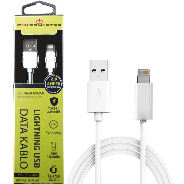 CABLE USB/ IPHONE 5S-6 POWERMASTER 2 AMPER CABLE USB/IPHONE 5S-6 POWERMASTER 