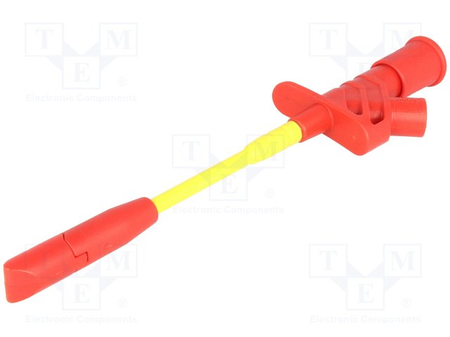 SHTIPKA KROKODIL AX-CP-04-R Измервателна щипка; с острие; 10A; червен; Закр.хващ: max.6mm