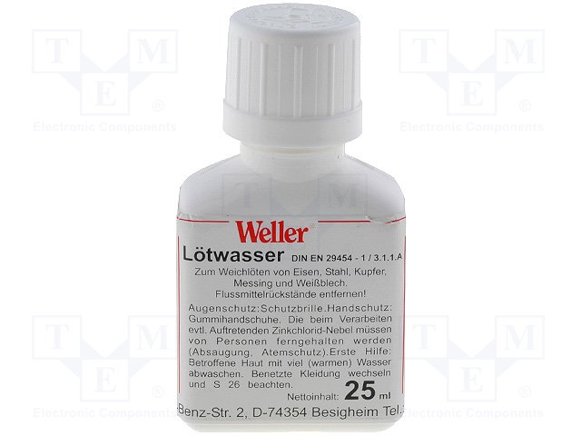 FLUS WELLER  LW25  25ML FLUS WELLER LW25   25ml течен флюс за запояване F-SW12 WELLER. Неразтворим във вода, измива се с препарати на алкохолна основа.