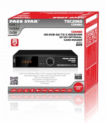 TUNER PACO TSC2060 Цифров ефирен HD приемник /PACO STARTSC2060/  Цифров DVB-S2/T2/  PTV PACO STAR TSC2060