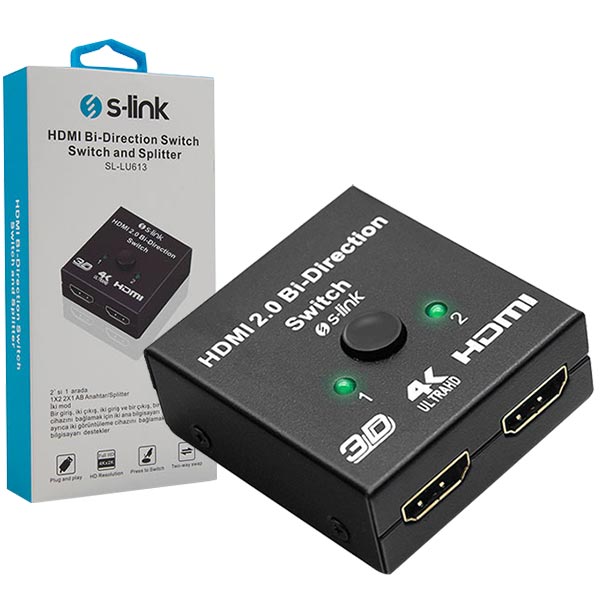 SWITCH S-LINK HDMI 2PORTA SL-LU613 SWITCH S-LINK SL-LU613 2 порта HDMI двупосочен превключвател