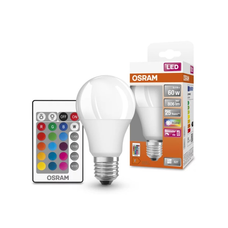 ЛАМПА КУТИЯ CLA60 RGB REM 9W/827 230V FR E27 LEDVA ЛАМПА КУТИЯ CLA60 RGB REM 9W/827 230V FR E27 LEDVANCE