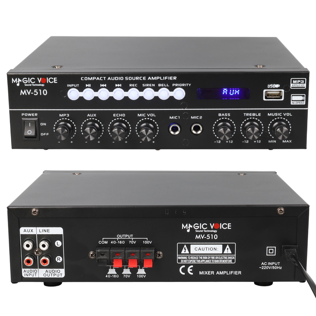 УСИЛВАТЕЛ MAGICVOICE MV-510 50 WATT USB/SD/BLUETOO Усилвател MAGICVOICE MV-510 50 WATT USB/SD/BLUETOOTH 