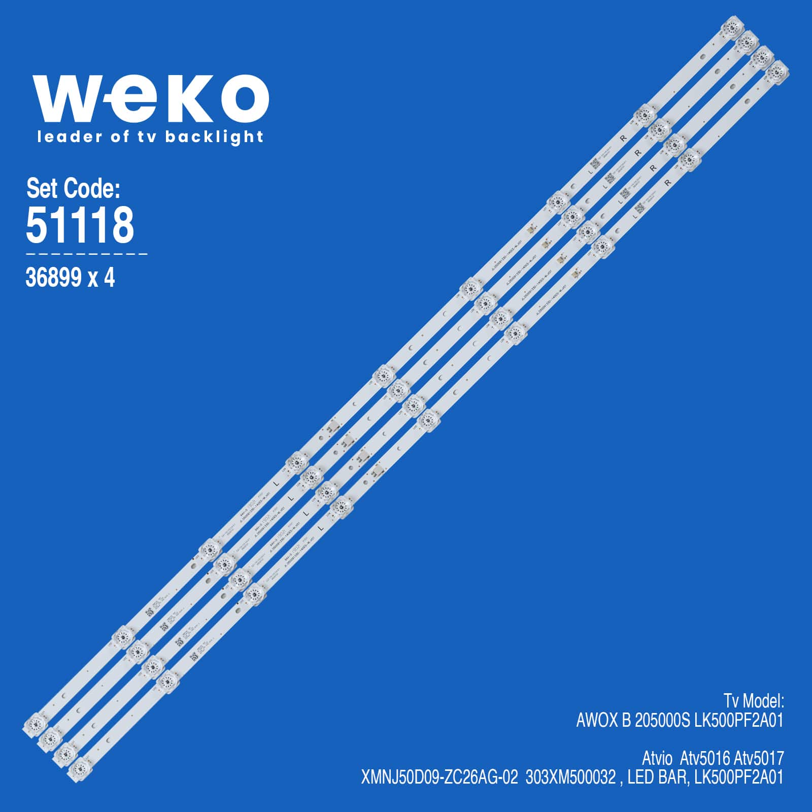 LED BAR SET 50'' XMNJ50D09-ZC26AG-02 9S1P 303XM500 LED BAR SET 50
